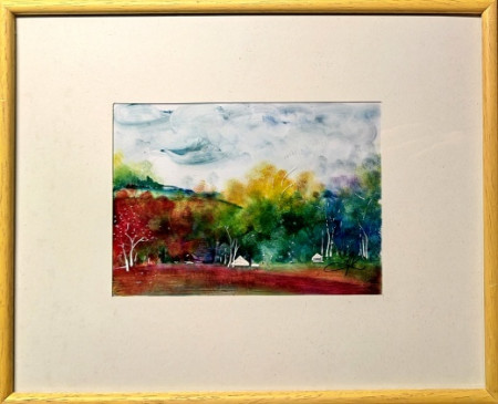 Pojď se projít - malba pigmentem - 12 x 17 cm - 2020 - 3000,-Kč